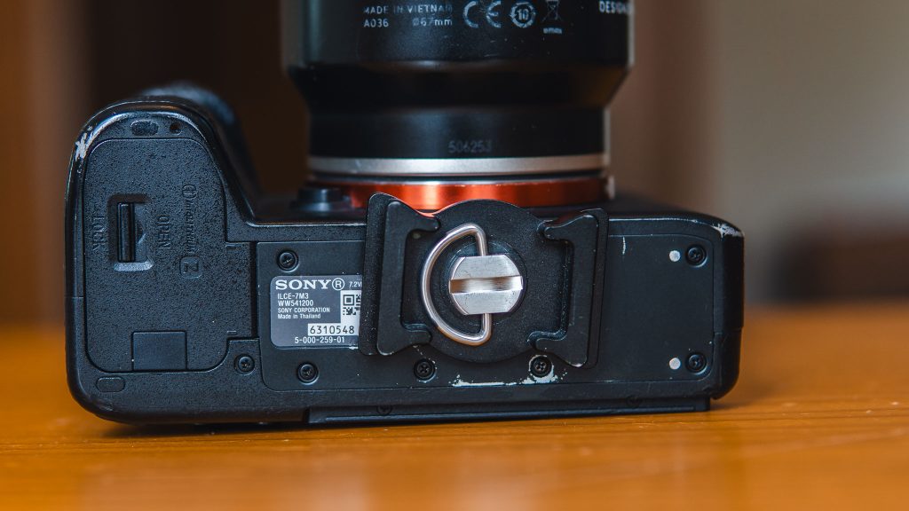 tripod plate on bottom of sony a7iii
