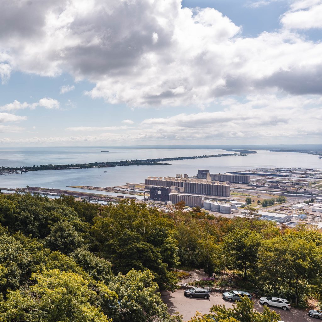 view of duluth's harbor
